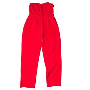 Express Women’s Red Strapless Romper Sweetheart Neckline Size 10 Ankle